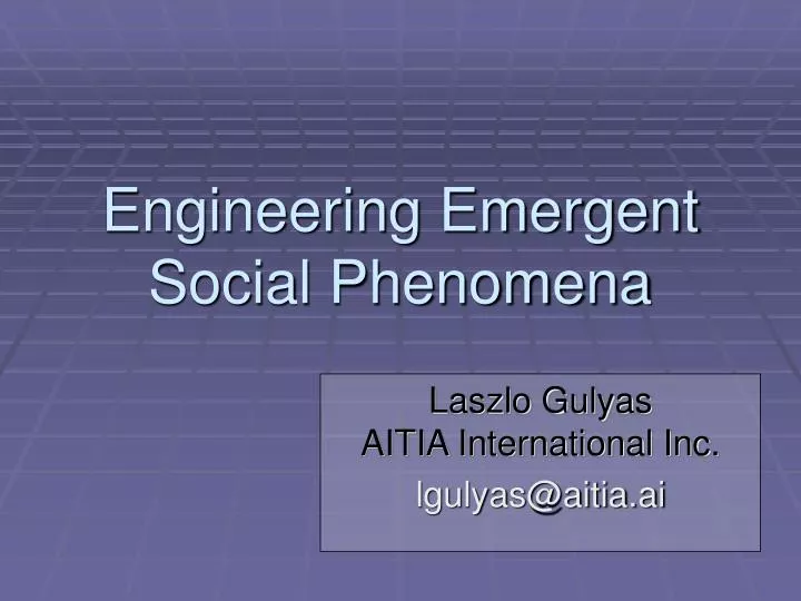 engineering emergent social phenomena