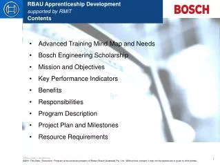 RBAU Apprenticeship Development supported by RMIT Contents