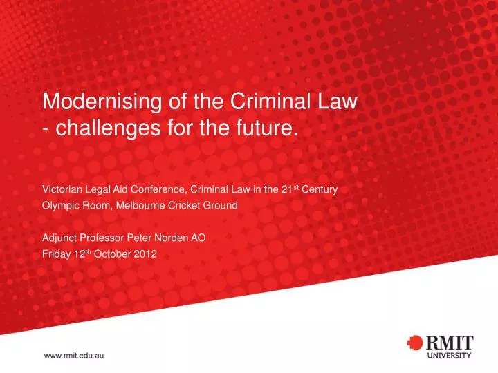 modernising of the criminal law challenges for the future