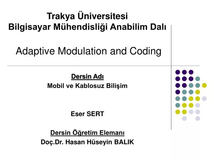 adaptive modulation and c oding