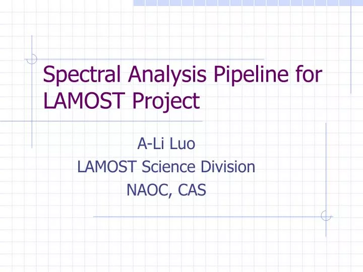 spectral analysis pipeline for lamost project