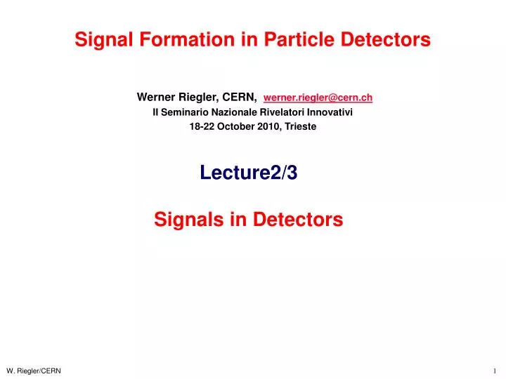 signal formation in particle detectors