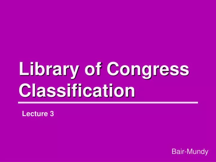 library of congress classification