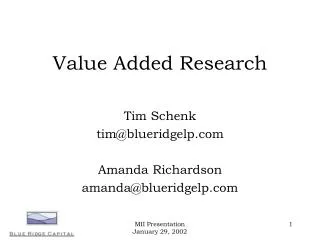 Value Added Research