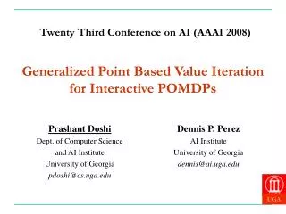 Generalized Point Based Value Iteration for Interactive POMDPs