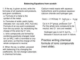 Balancing Equations from scratch