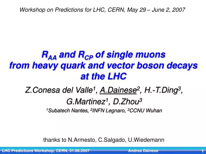 r aa and r cp of single muons from heavy quark and vector boson decays at the lhc