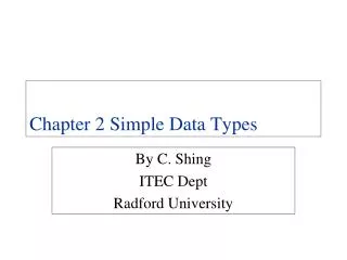 Chapter 2 Simple Data Types