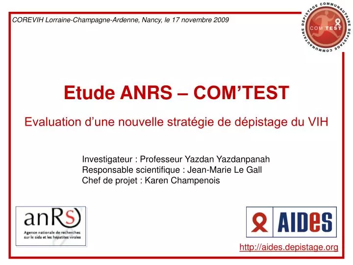 etude anrs com test evaluation d une nouvelle strat gie de d pistage du vih