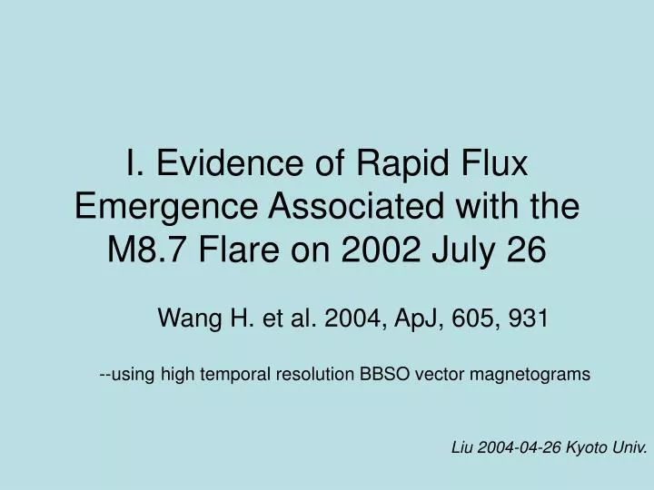 i evidence of rapid flux emergence associated with the m8 7 flare on 2002 july 26