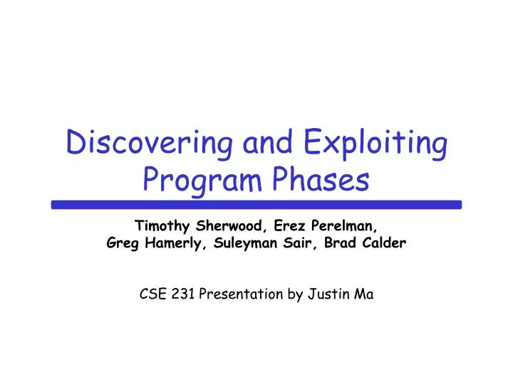 discovering and exploiting program phases