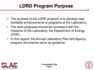 LDRD Program Purpose