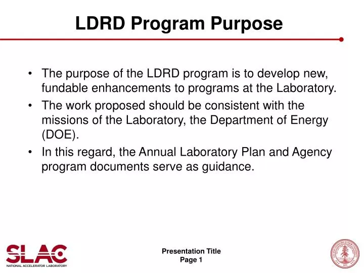 ldrd program purpose