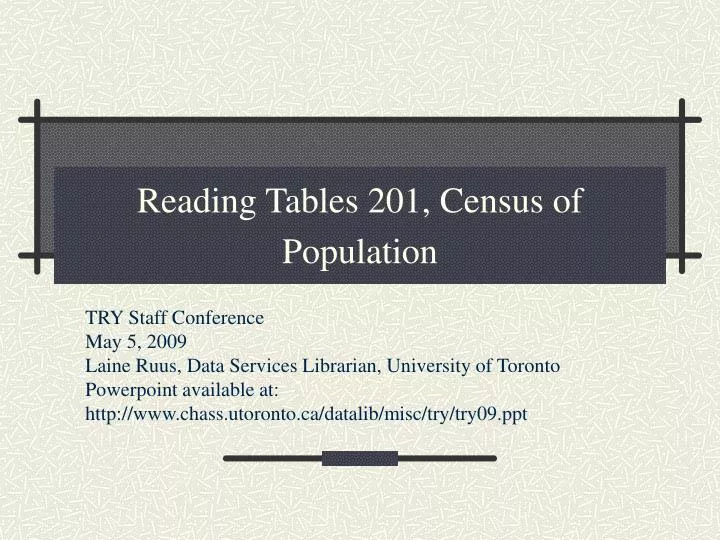 reading tables 201 census of population
