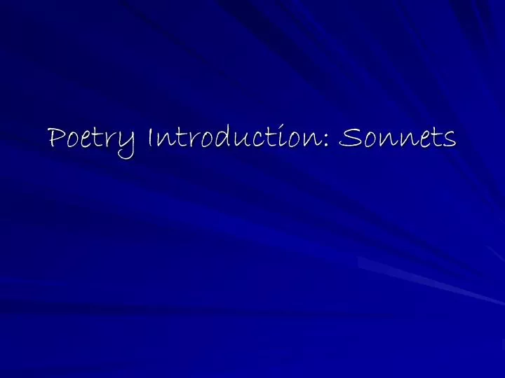 poetry introduction sonnets