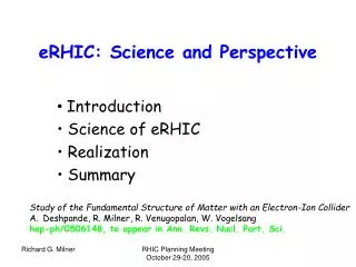 eRHIC: Science and Perspective