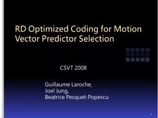 RD Optimized Coding for Motion Vector Predictor Selection