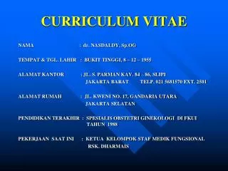 curriculum vitae