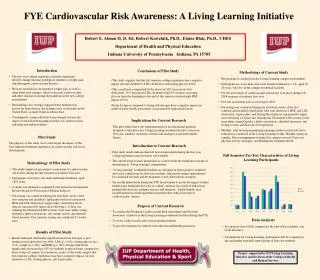 FYE Cardiovascular Risk Awareness: A Living Learning Initiative