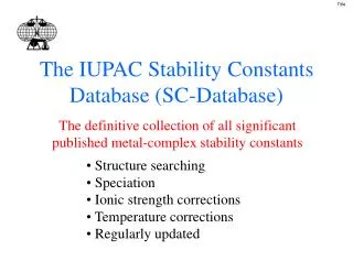 The IUPAC Stability Constants Database (SC-Database)