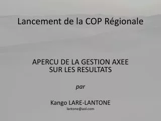 lancement de la cop r gionale
