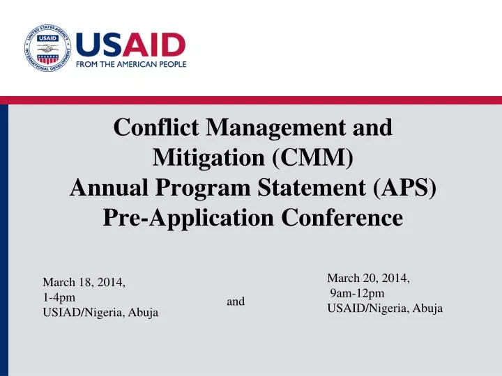 conflict management and mitigation cmm annual program statement aps pre application conference