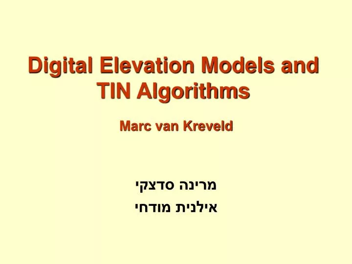 digital elevation models and tin algorithms