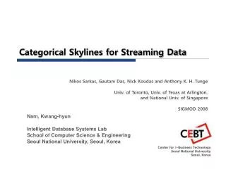 Categorical Skylines for Streaming Data