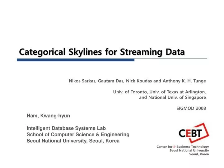 categorical skylines for streaming data