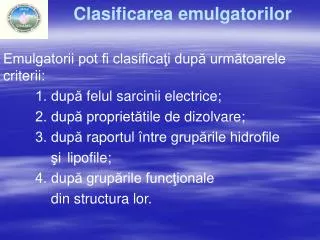 clasificarea emulgatorilor