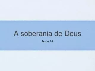 a soberania de deus