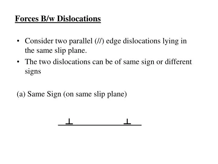 forces b w dislocations