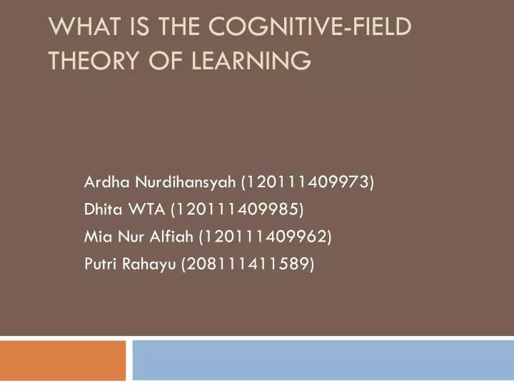 what is the cognitive field theory of learning