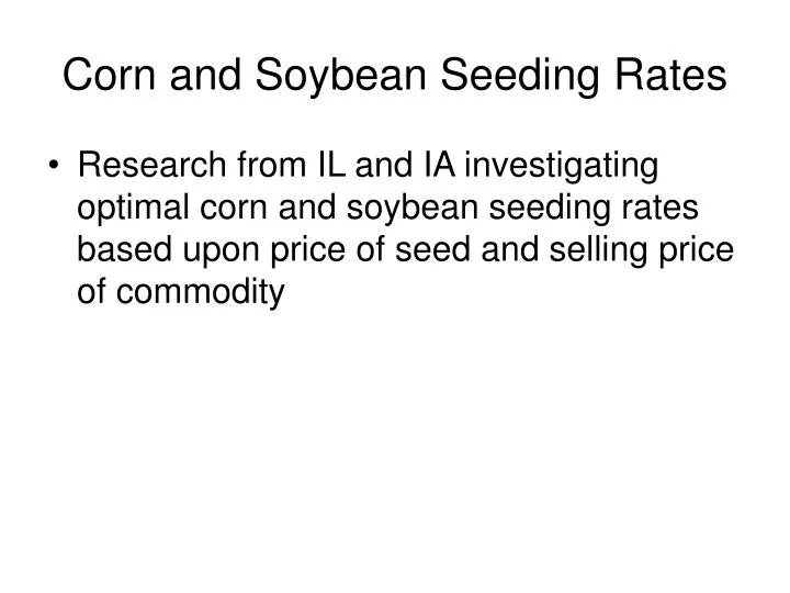 corn and soybean seeding rates