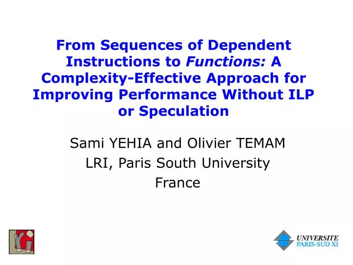 sami yehia and olivier temam lri paris south university france