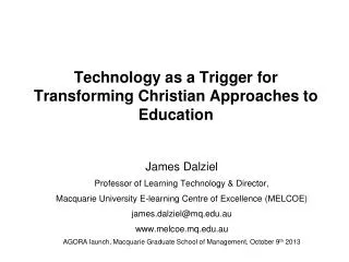 Technology as a Trigger for Transforming Christian Approaches to Education