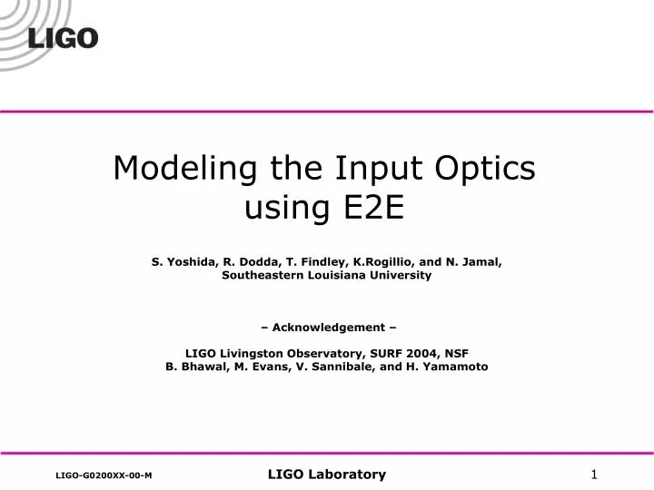 modeling the input optics using e2e