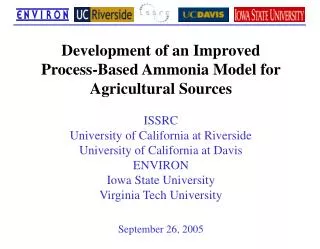 Development of an Improved Process-Based Ammonia Model for Agricultural Sources