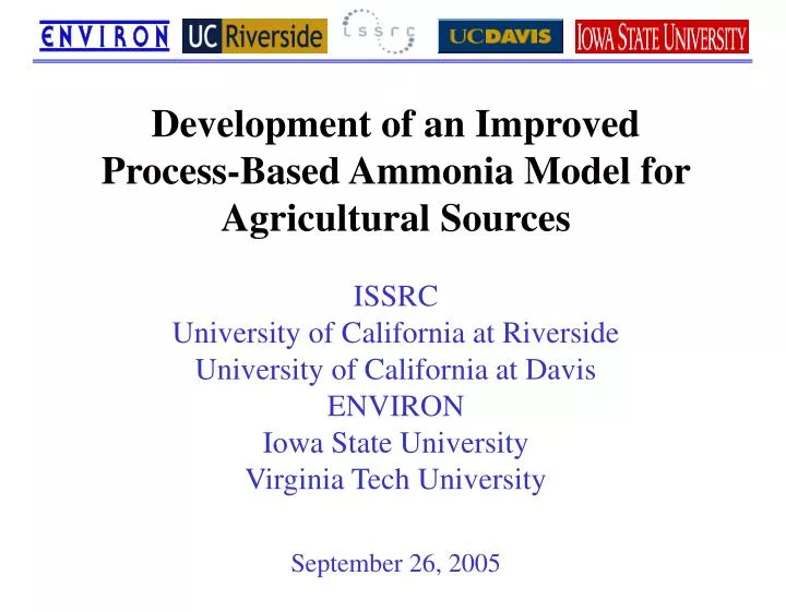 development of an improved process based ammonia model for agricultural sources
