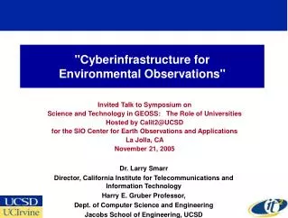 &quot;Cyberinfrastructure for Environmental Observations&quot;