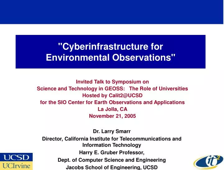 cyberinfrastructure for environmental observations