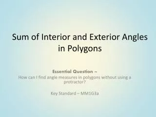 Sum of Interior and Exterior Angles in Polygons
