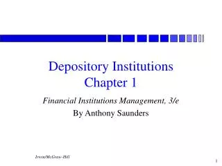 Depository Institutions Chapter 1