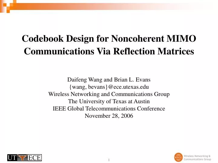 codebook design for noncoherent mimo communications via reflection matrices