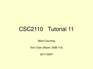 CSC2110 Tutorial 11