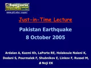 Just-in-Time Lecture Pakistan Earthquake 8 October 2005