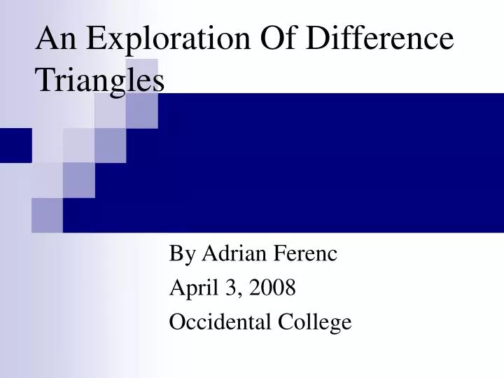 an exploration of difference triangles
