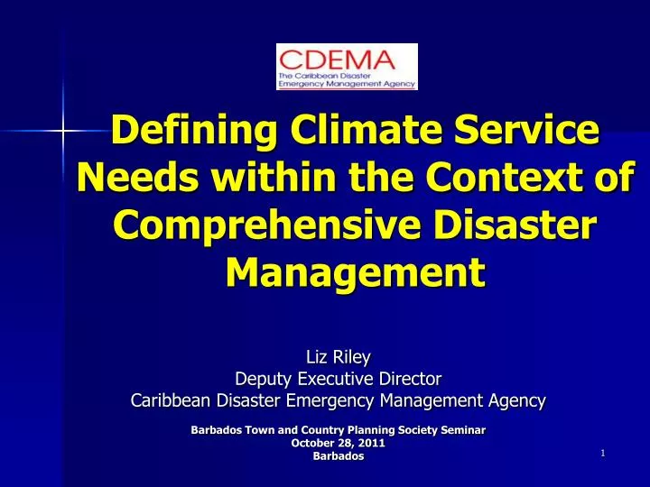 defining climate service needs within the context of comprehensive disaster management