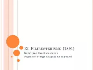 el filibusterismo 1891