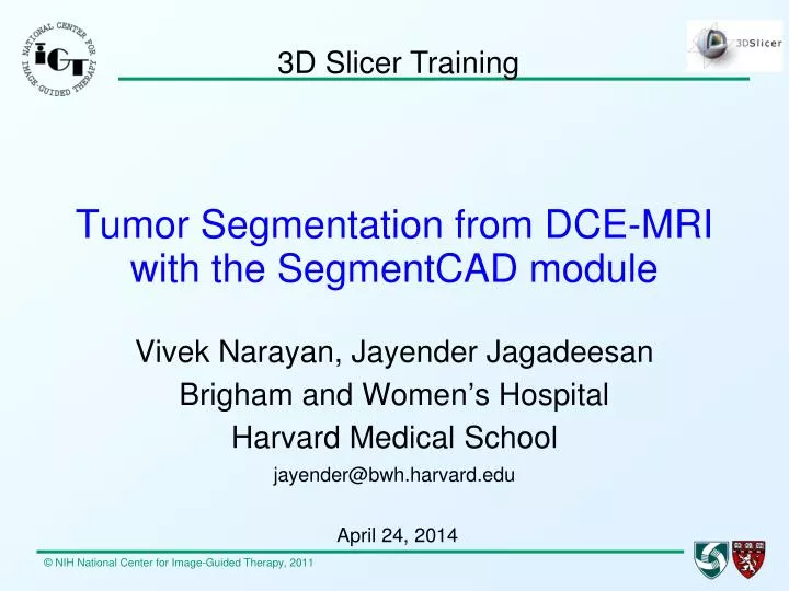 tumor segmentation from dce mri with the segmentcad module